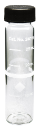 Glazen kuvet; 25 mm rond; 10-20-25 ml markering; 6 stuks, schroefdop