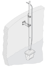 Bevestigingsarmatuur voor Filtersonde sc, bestaande uit sokkel (24cm, RVS), glijstrip (RVS) & dompelbuis (2m, RVS)